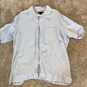 Linen short sleeved camp shirt
